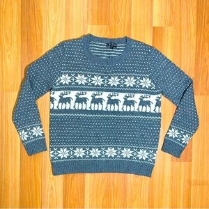 POL Nordic Gray Snowflake Reindeer Sweater Men's size medium